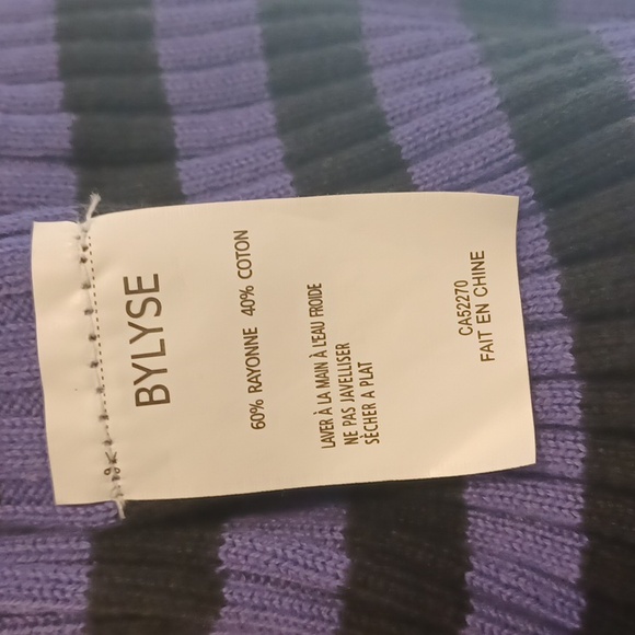 4/$30 New Purple & Black Striped Scarf - Picture 4 of 4